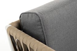 "Касабланка" диван 2-местный плетеный из роупа, каркас алюминий светло-серый (RAL7035) муар, роуп серо-коричневый 23мм, ткань серая 017