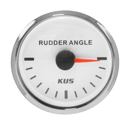 Указатель угла поворота руля, белый циферблат, нерж. ободок, д. 52 мм, 87-900 Ом