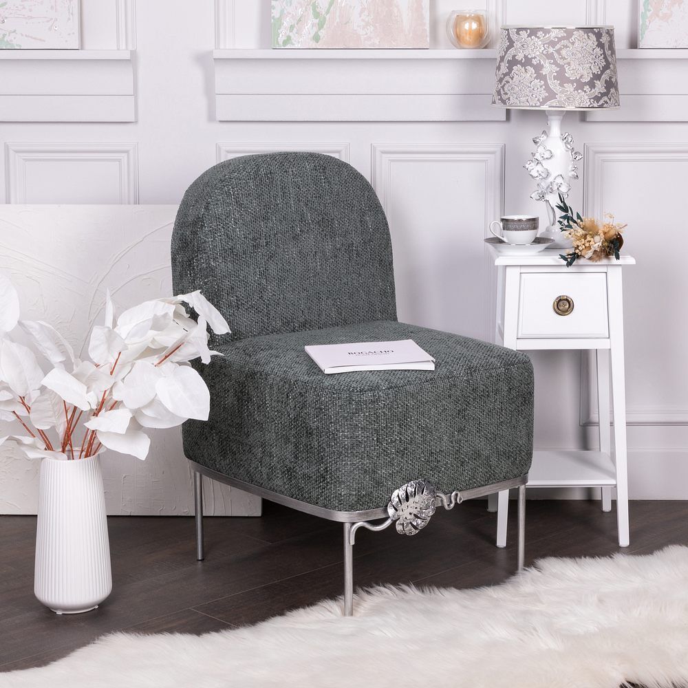 Кресло Monstera Deliciosa (Монстера) Лазурный Античное серебро