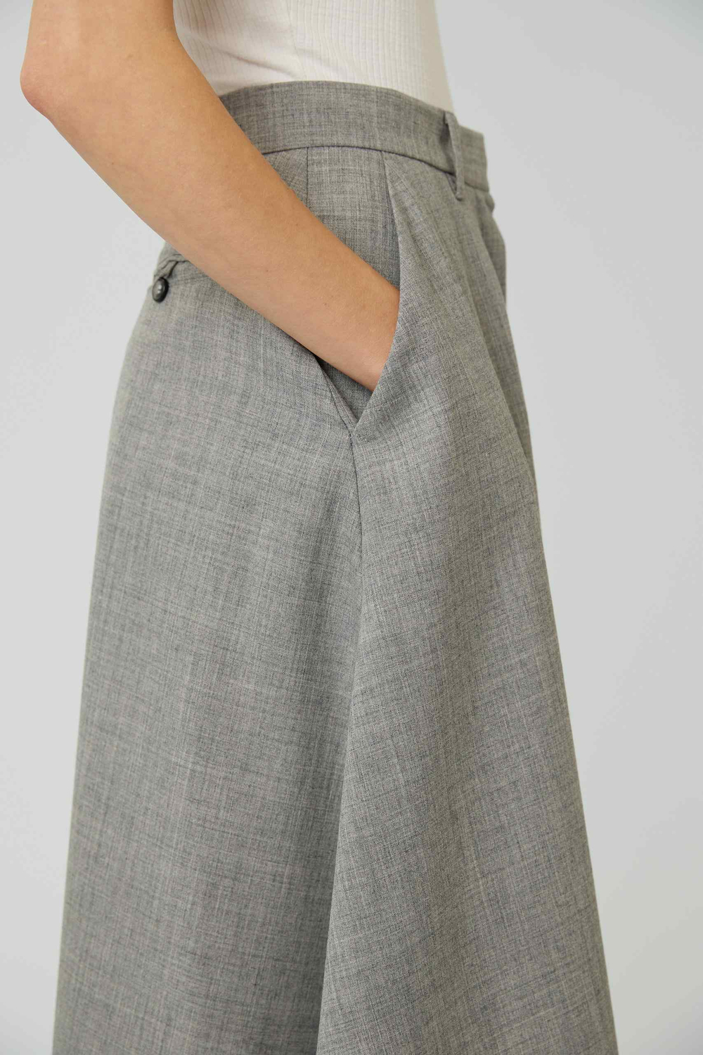 Юбка макси из светло-серой шерсти