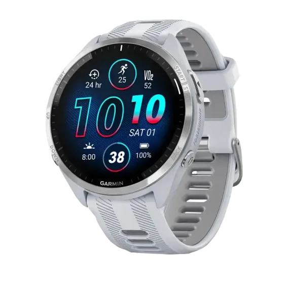 Garmin Forerunner 965 белые, титановый безель, с белым ремешком