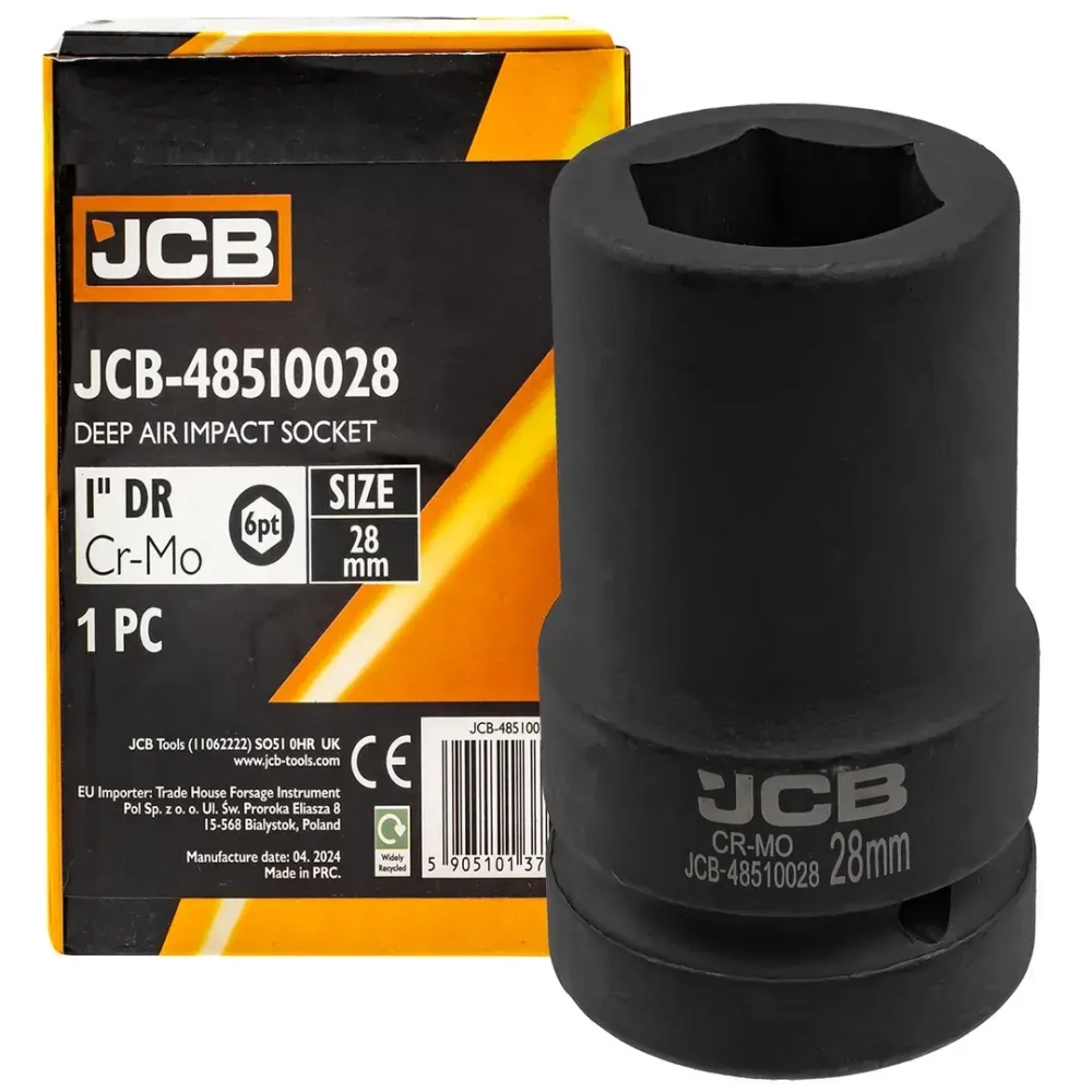 Головка ударная глубокая 1'', 28мм (6гр.) JCB JCB-48510028