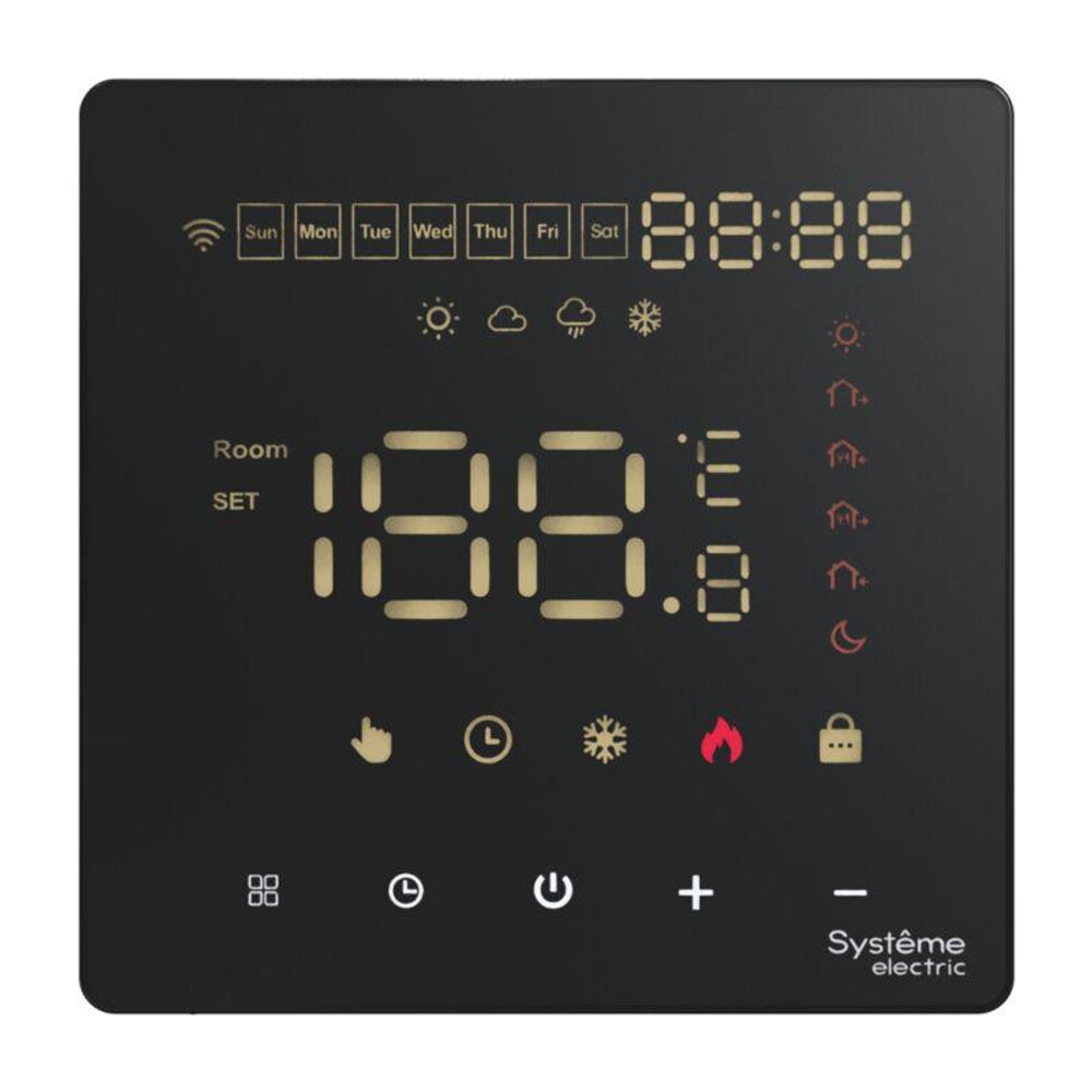 Термостат программируемый ArtGallery 16А с Wi-Fi для электрич. теплого пола моноблочный черн. SE GAL001038