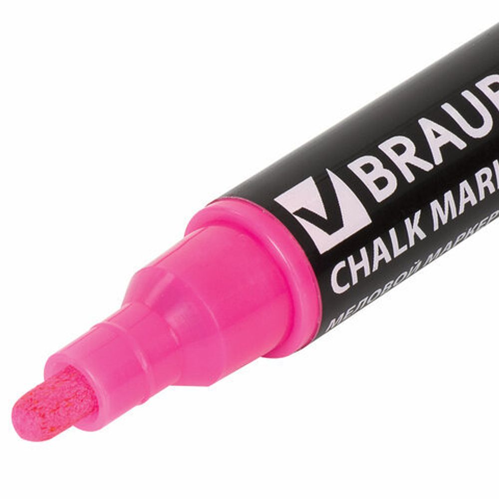 Маркер меловой "POP-ART" РОЗОВЫЙ, 5 мм, сухостираемый, для гладких поверхностей, BRAUBERG, 151530