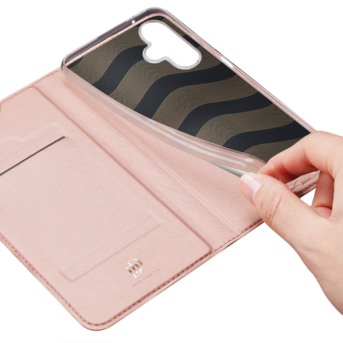 Чехол книжка из PU кожи розового цвета от Dux Ducis для Samsung Galaxy A07 4G, серия Skin Pro Series Case