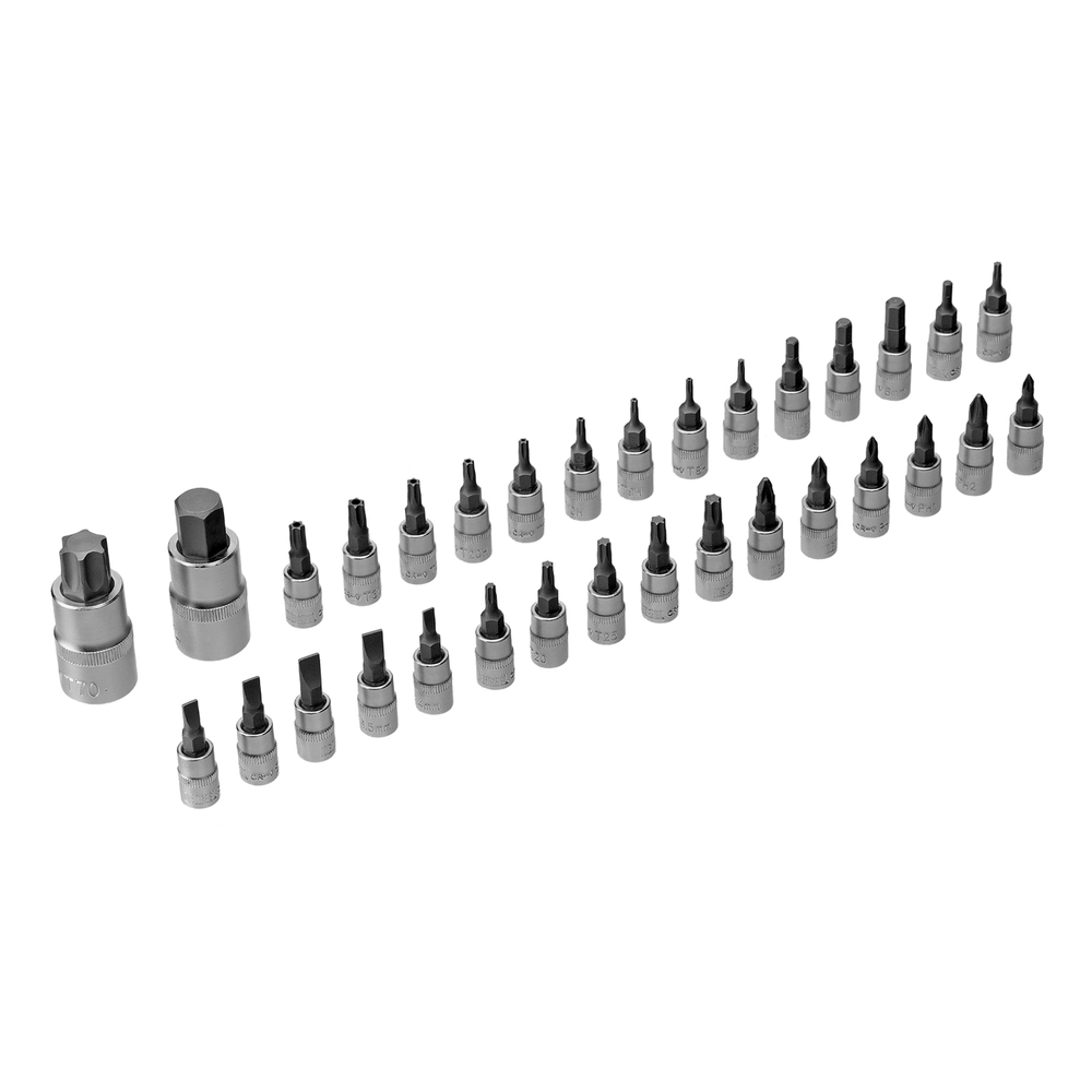 Набор инструментов, 1/2", 1/4", 3/8", CrV, S2, пластиковый кейс, 216 предметов Denzel