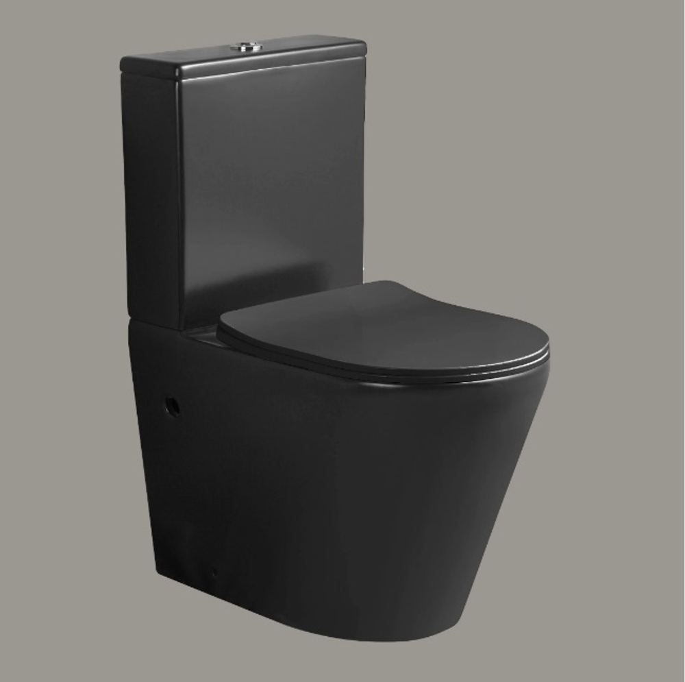 Унитаз SELLA MB напольный, безободковый, черный матовый Ceruttispa CT9865 (605х370х800)