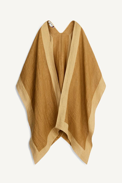 ZARA ПОНЧО ИЗ 100% ЛЬНА, БЕЖЕВЫЙ