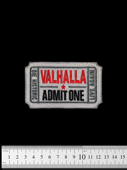 Шеврон Valhalla Admit One вышивка. Белый