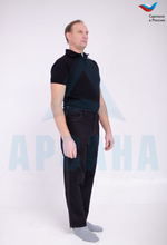 Брюки ортопедические с молниями по бокам. Ткань: Саржа. Цвет Черный. Размер 3XL (54-56)