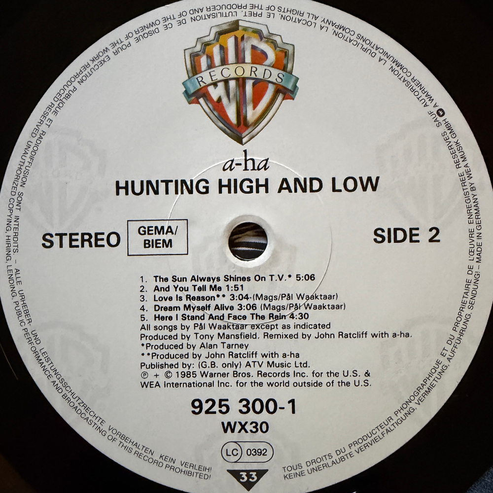 a-ha ‎– Hunting High And Low (Германия 1985г.)