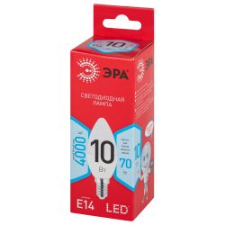 Лампа светодиодная ЭРА RED LINE LED B35-10W-840-E14 R 10Вт свеча нейтральный белый свет Е14 | Лампы cветодиодные Свеча (B/C)