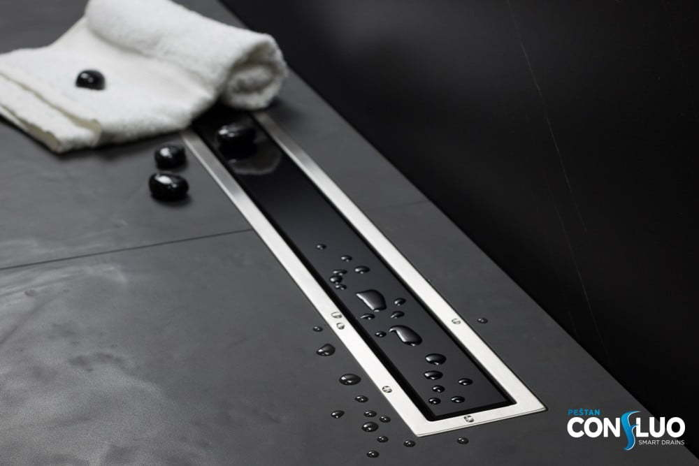 Душевой лоток Pestan Confluo Premium Black Glass Line 850