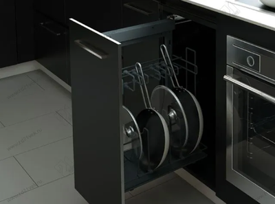 S-2880-A Выдвижная система для сковородок в базу 450 мм, Starax, (310х475х640 мм), левая, антрацит