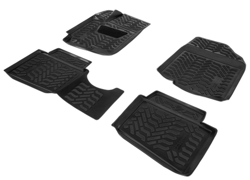 Коврики в салон автомобиля AutoFlex для Hyundai Solaris I поколение седан, хэтчбек 2010-2017, полиуретан, с крепежом, 4 части, 9230101