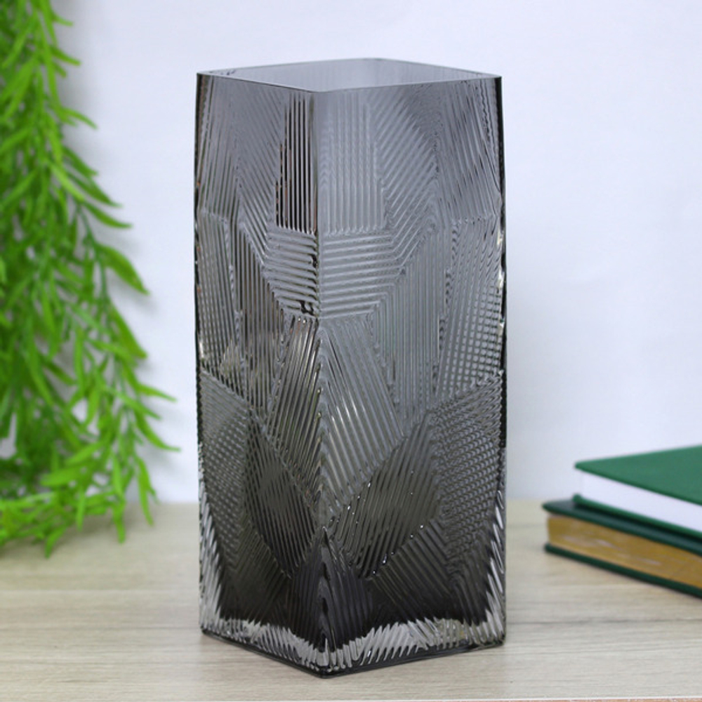Ваза стеклянная «GREY GLASS» 10*10*25см квадратная