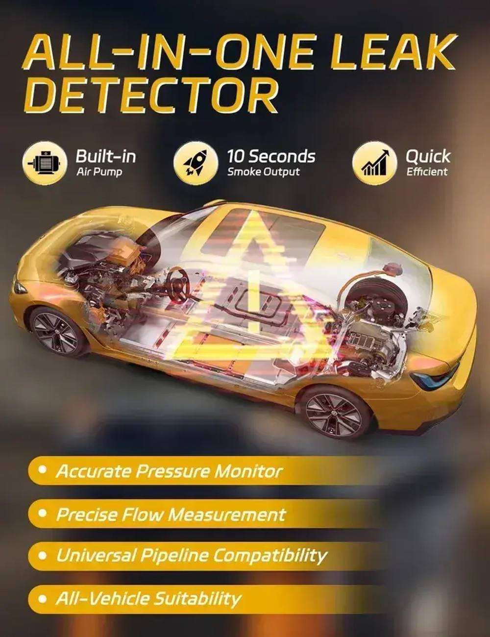 Детектор утечек дыма автомобильный, Локатор утечек масла EVAP, Жёлтый