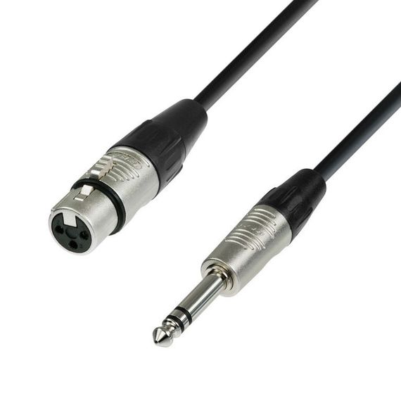 Adam Hall K4 BFV 1000 - кабель микрофонный, REAN XLR (F) - TRS (jack) stereo 6.3 mm, 0.22 мм2, 10 м