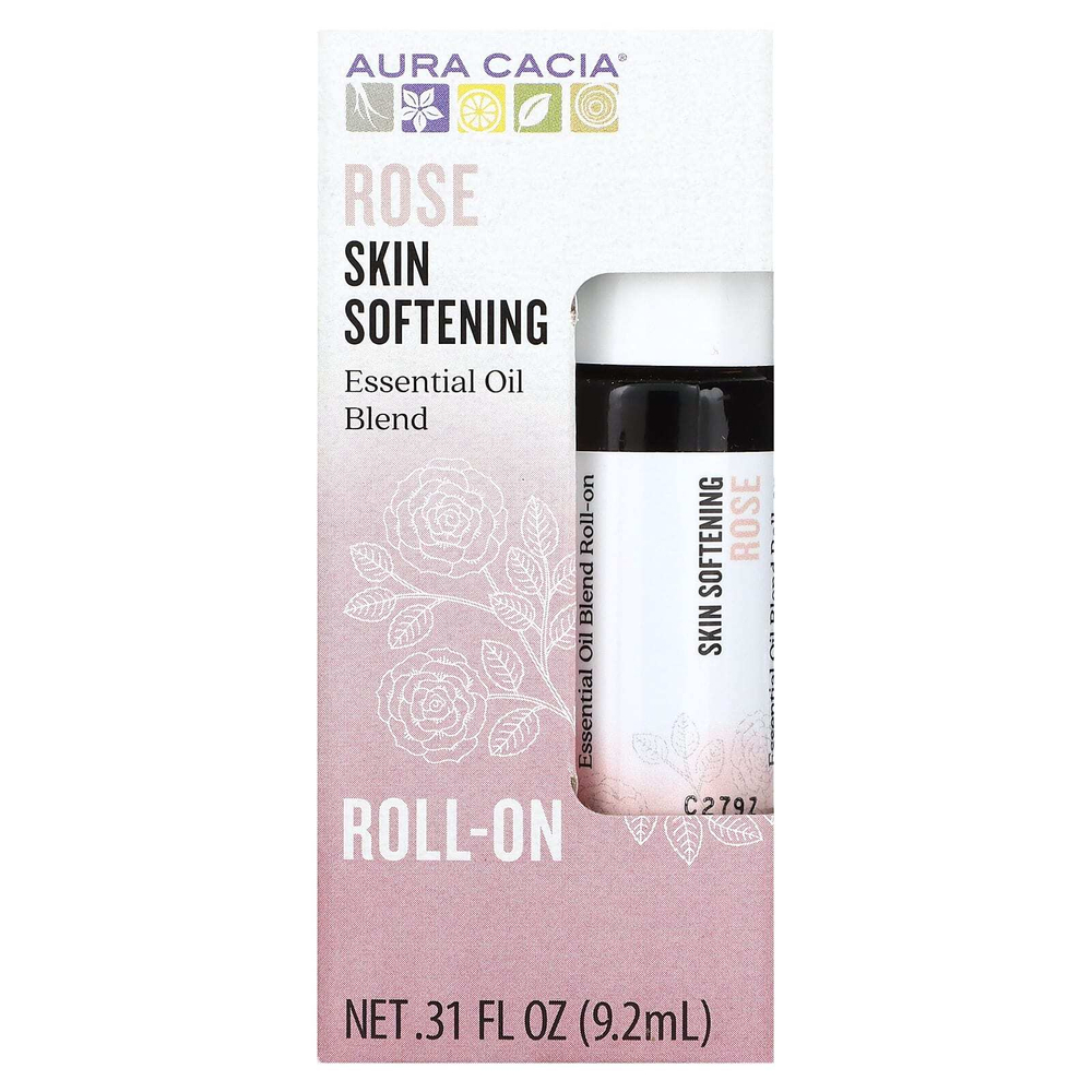 Aura Cacia, Смесь эфирных масел, шарики для смягчения кожи, роза, 9,2 мл (0,31 жидк. унц.)