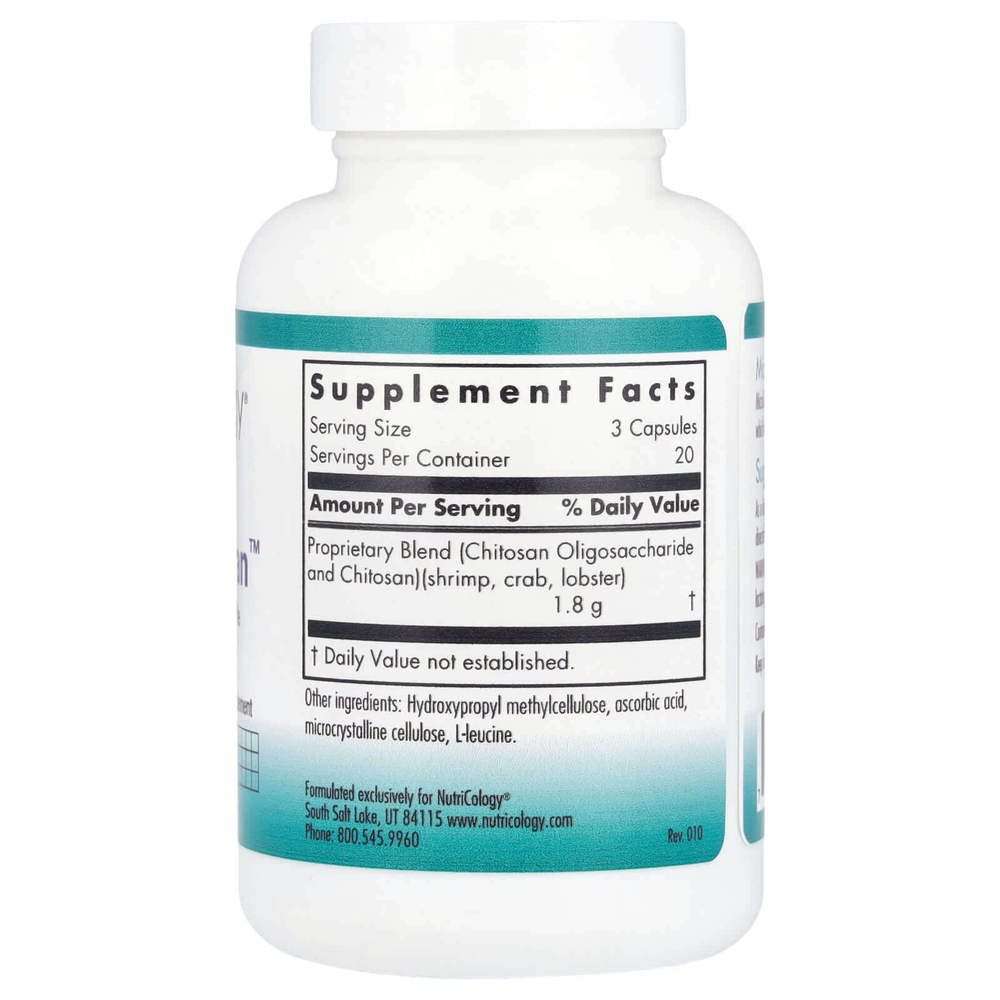 Nutricology, MicroChitosan™, олигосахарид хитозана, 60 растительных капсул