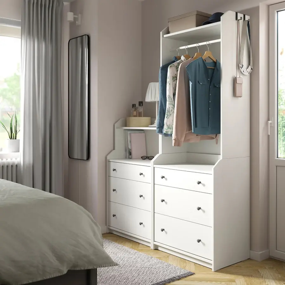 Открытый шкаф - HAUGA IKEA/ХАУГА ИКЕА, 46х140х199 см, белый