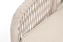 "Канны" диван 2-местный плетеный из роупа, основание дуб, роуп бежевый круглый, ткань бежевая 15052