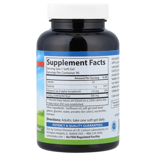 Carlson, коэнзим Q10, 300 мг, 90 капсул