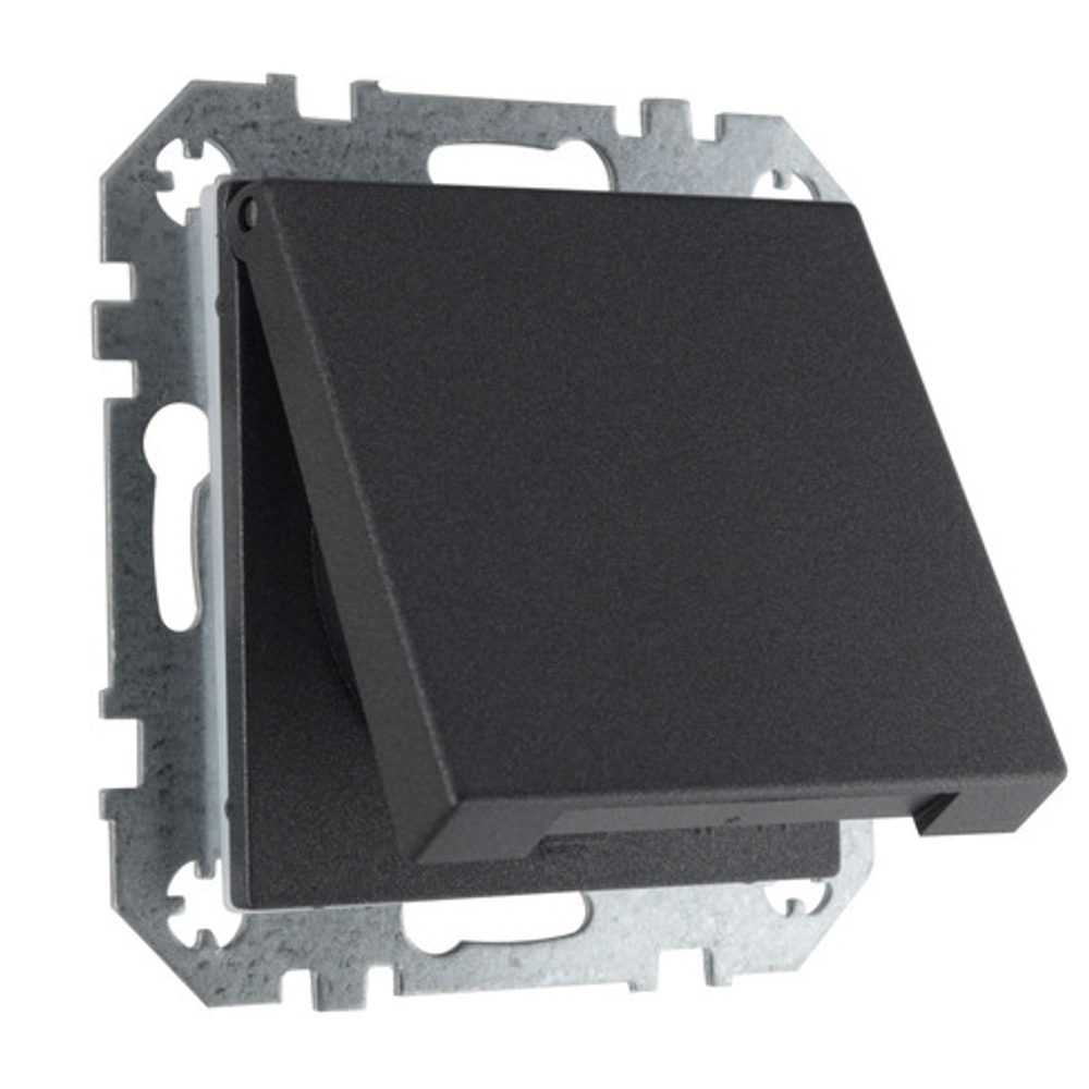 Розетка с заземлением с крышкой, 16А 250В IP44 LIREGUS EPSILON IKL16-208-01.E/J антрацит