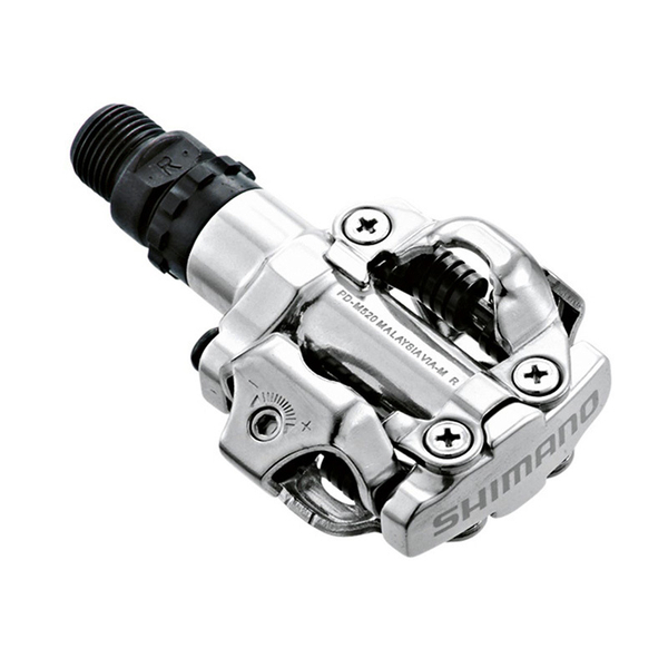 Педали, M520, с шипами, сереб.