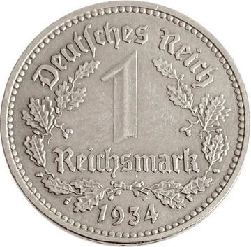 1 рейхсмарка 1934 Германия (Третий рейх) "E"
