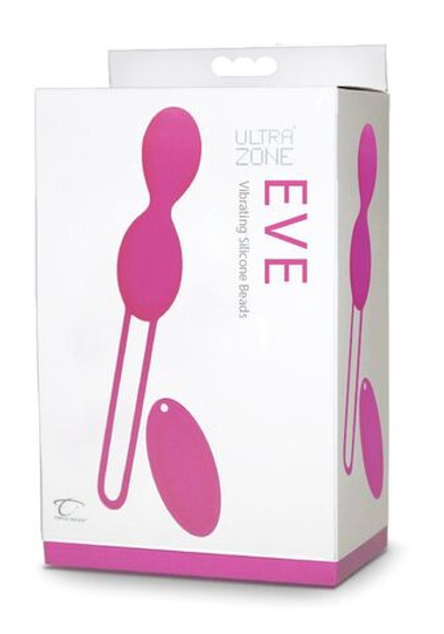 Розовые вагинальные шарики Eve Silicone Beads с вибрацией на дистанционном управлении (Цвет: розовый)