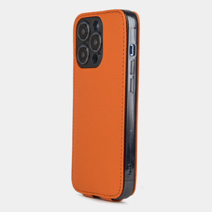 Чехол для iPhone 15 Pro из кожи козы, оранжевого цвета