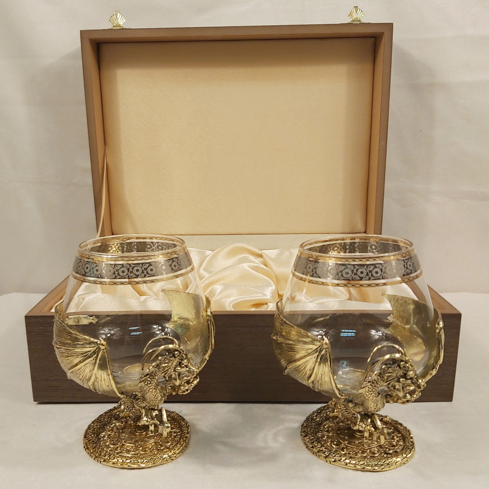 Набор из 2-х бокалов для коньяка "Два дракона" (подарочный футляр)