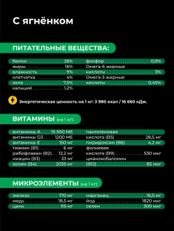 Сухой корм для Померанский шпиц карликовый, ягненок, 12кг