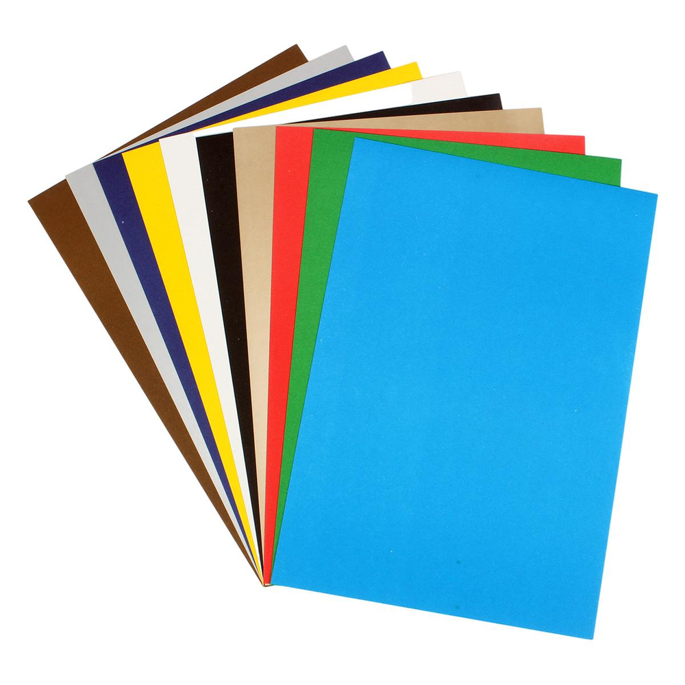 Картон цветной А4 10л 10цв "Волшебник" волшебный немелованный в папке