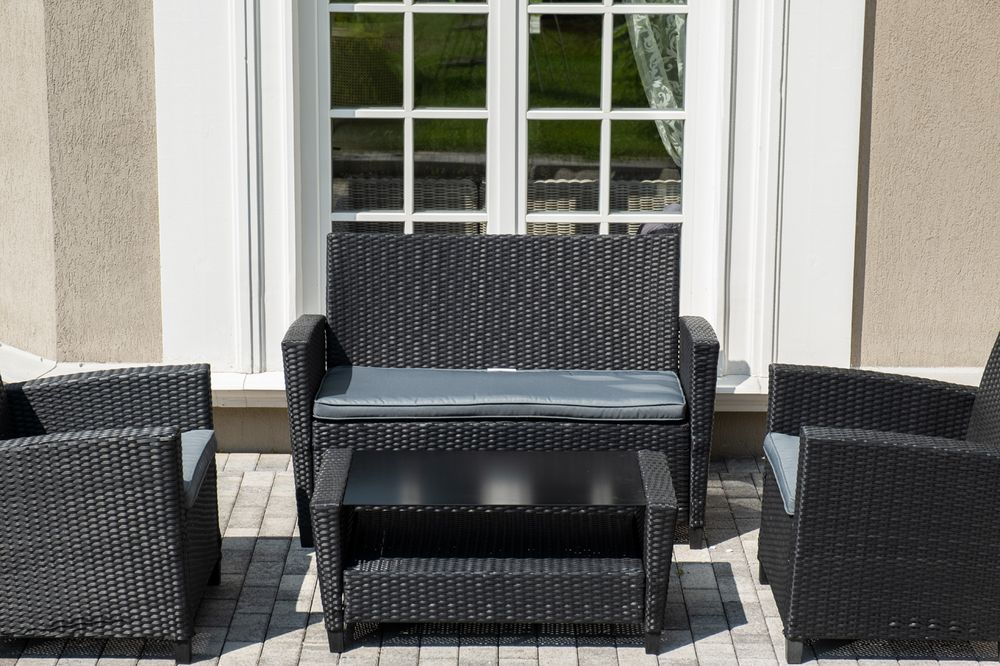 "Вашингтон" лаунж-зона из искусственного ротанга на 4 персоны, цвет черный