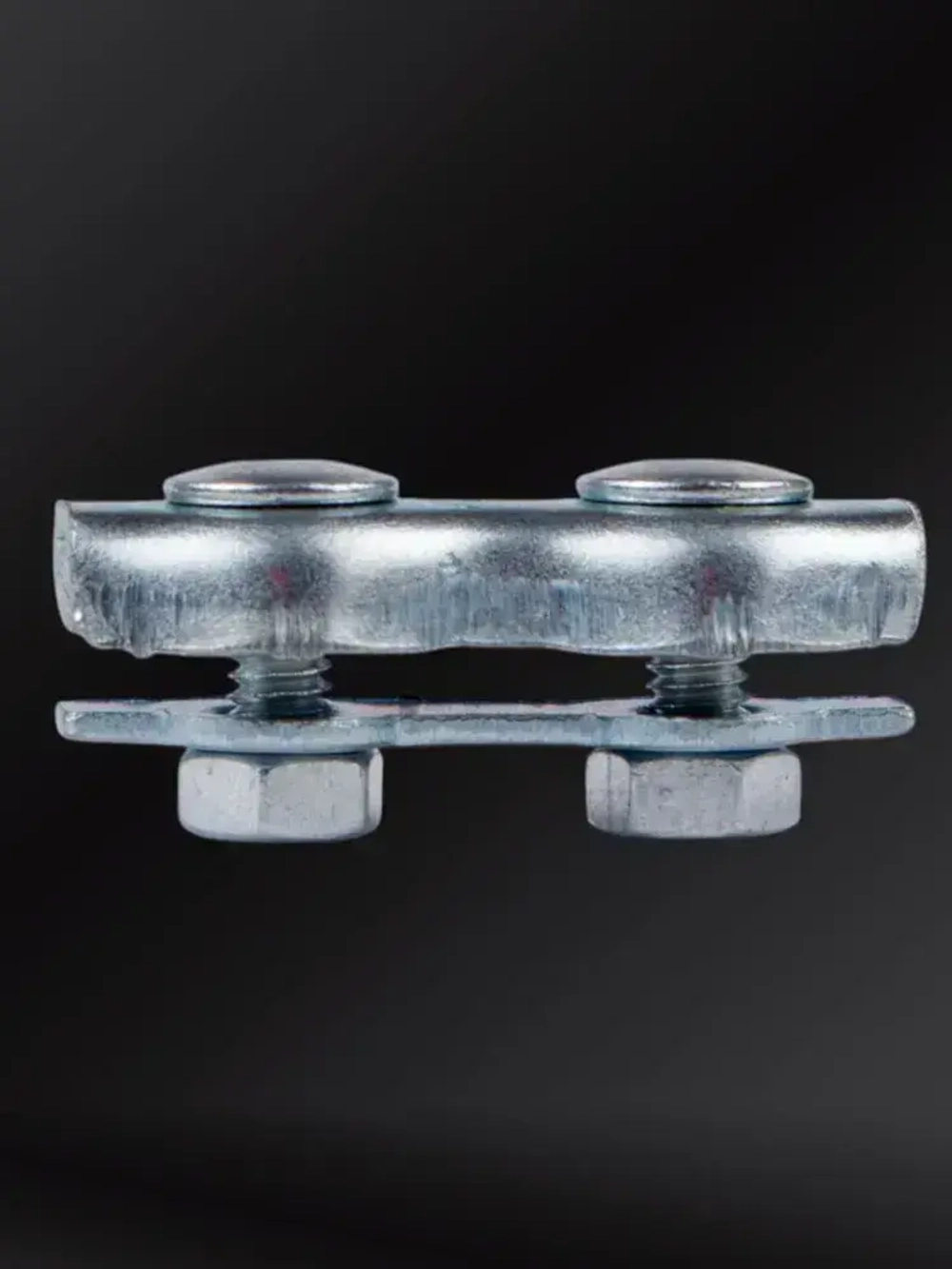 Зажим для троса 2 мм Дуплекс (Duplex) стальной оцинкованный плоский, комплект 6 штук