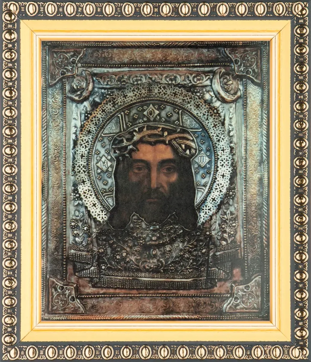 Икона "Спас в терновом венце" (стар. образ) 10х12 в раме 13х15