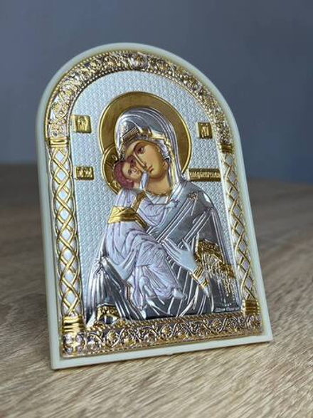 Владимирская БМ, икона арочная, пластик белый 80х115
