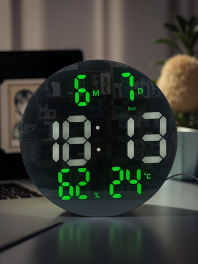Часы настенные LED Wall Clock DS-3813L White (пульт)