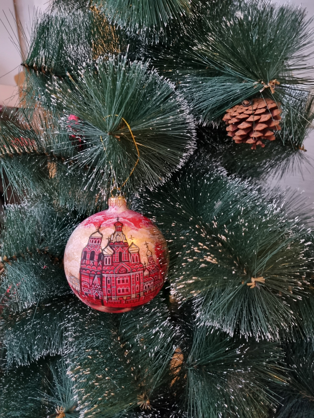 Шар стеклянный "Спас на крови",  ручная роспись