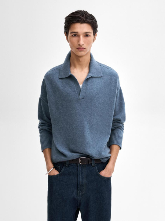 Massimo Dutti Свитер из смесовой шерсти, синий