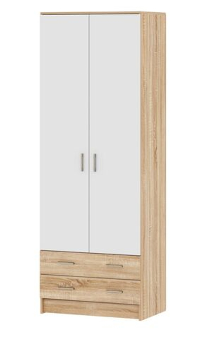 Шкаф Дуэт Беатрис двустворчатый сонома/белый глянец