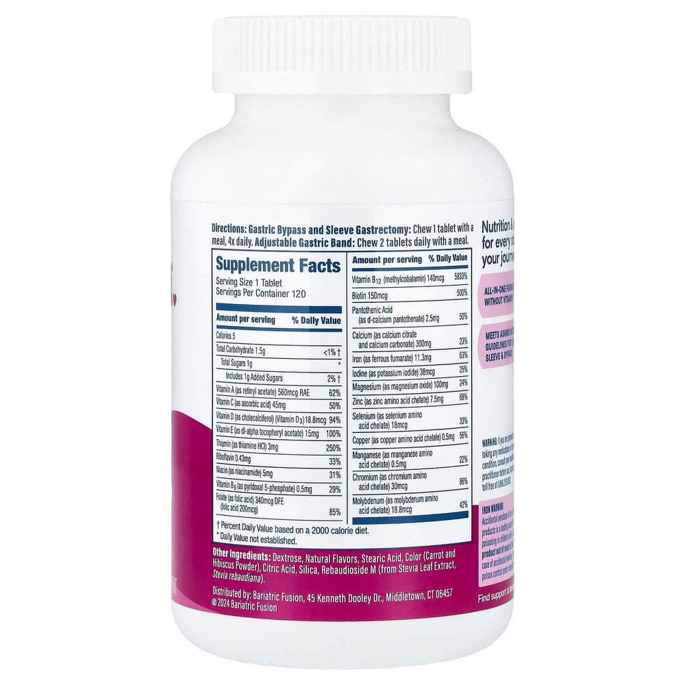 Bariatric Fusion, мультивитамины, ягодный вкус, 120 таблеток