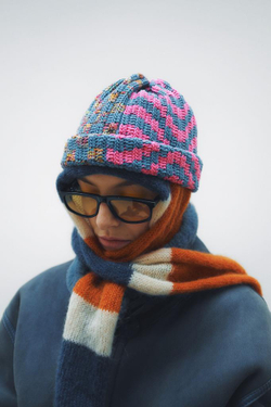 Шапка Jacob Cro Beanie Twins "Pink/Blue Melange"