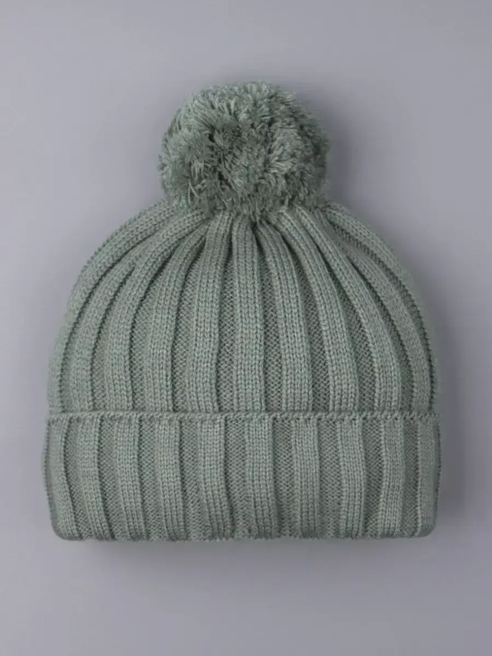 Шапка детская вязаная осенняя с помпоном