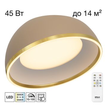 Светодиодный потолочный светильник с пультом 45W 3000-6000K CL736152 бежевый/золото FLOOM Citilux