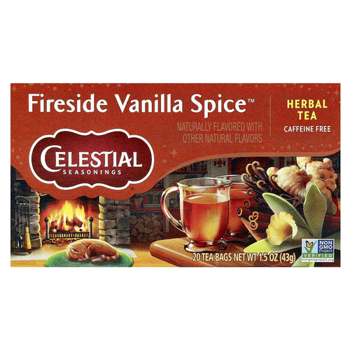 Celestial Seasonings, Herbal Tea, Fireside Vanilla Spice ™, без кофеина, 20 чайных пакетиков, 43 г (1,5 унции)