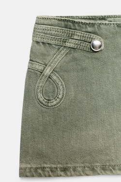 ZARA МИНИ-ШОРТЫ С ПУГОВИЦАМИ, ЗЕЛЕНЫЙ