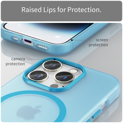 Мягкий усиленный чехол светло-синего цвета с поддержкой MagSafe для iPhone 14 Pro, серия Frosted Magnetic